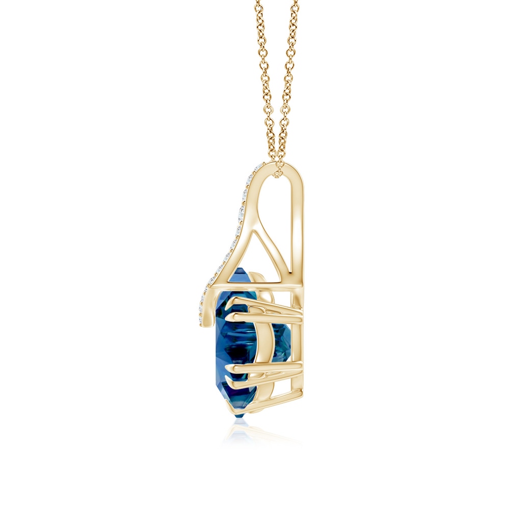 10mm AAAA Snowflake-Cut London Blue Topaz Kite-Shaped Bale Pendant in Yellow Gold - side_1