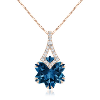 12mm AAAA Snowflake-Cut London Blue Topaz Kite-Shaped Bale Pendant in 10K Rose Gold