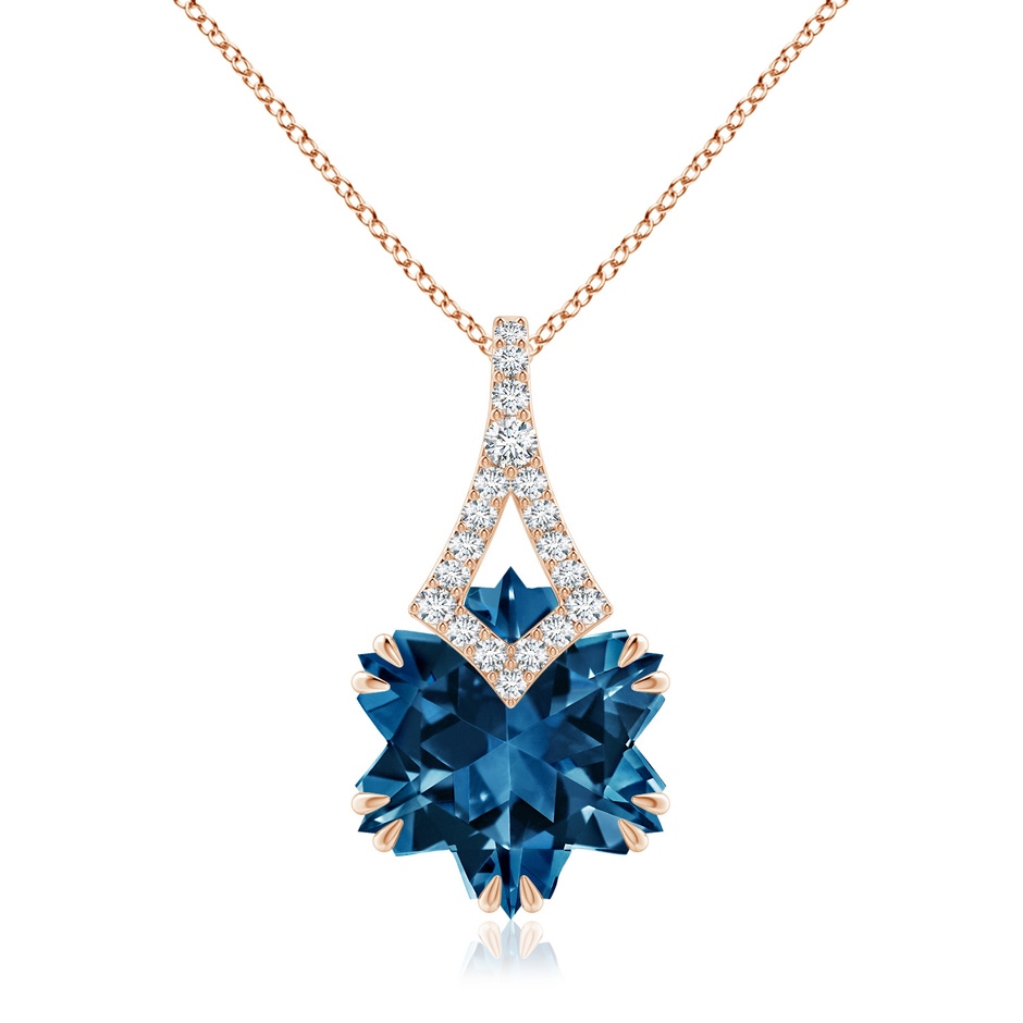 12mm AAAA Snowflake-Cut London Blue Topaz Kite-Shaped Bale Pendant in Rose Gold 