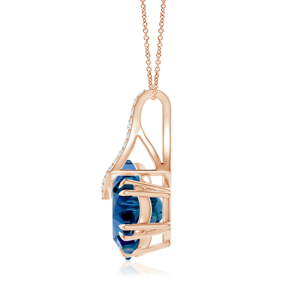 12mm AAAA Snowflake-Cut London Blue Topaz Kite-Shaped Bale Pendant in Rose Gold side-1