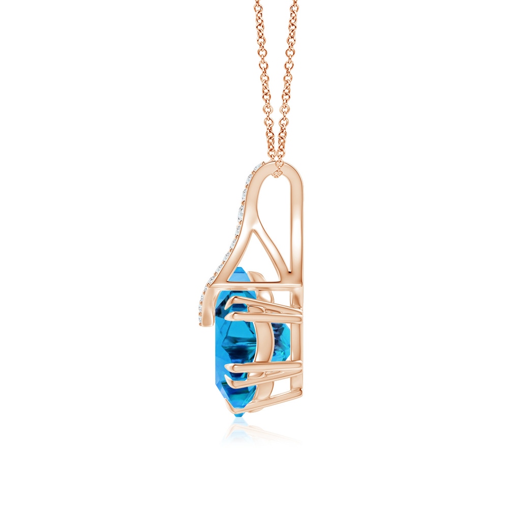 10mm AAAA Snowflake-Cut Swiss Blue Topaz Kite-Shaped Bale Pendant in Rose Gold - side_1