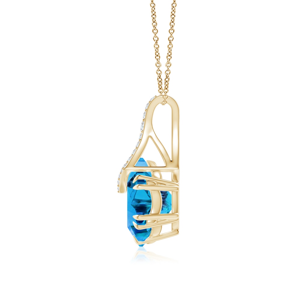 10mm AAAA Snowflake-Cut Swiss Blue Topaz Kite-Shaped Bale Pendant in Yellow Gold - side_1