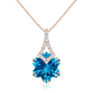 12mm AAAA Snowflake-Cut Swiss Blue Topaz Kite-Shaped Bale Pendant in Rose Gold