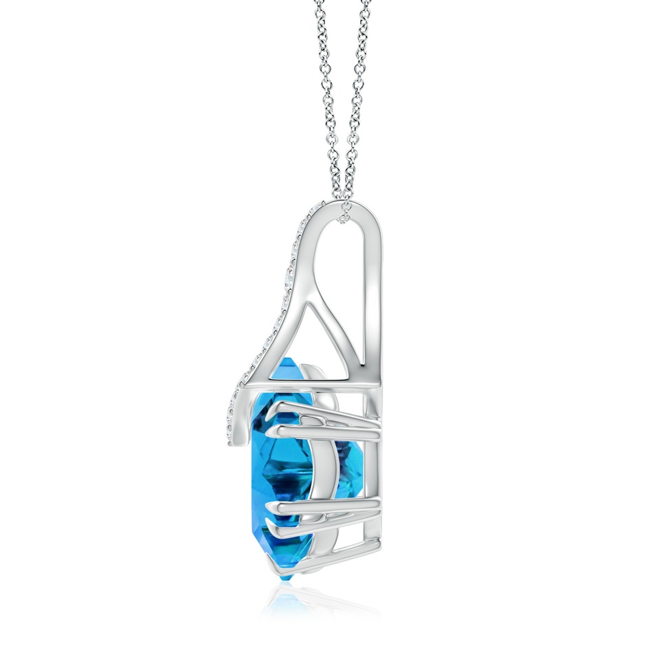 12mm AAAA Snowflake-Cut Swiss Blue Topaz Kite-Shaped Bale Pendant in White Gold side-1