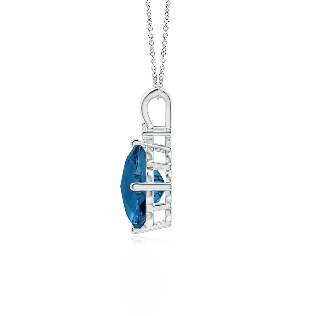 7mm AAAA Solitaire Clover-Shaped London Blue Topaz V-Bale Pendant in White Gold - side_1
