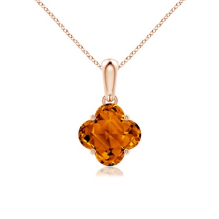 7mm AAAA Clover-Shaped Citrine Solitaire Pendant in Rose Gold
