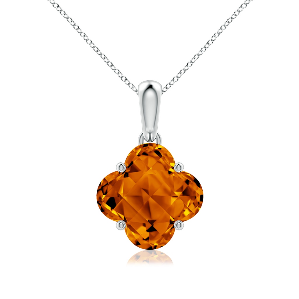 8mm AAAA Clover-Shaped Citrine Solitaire Pendant in White Gold