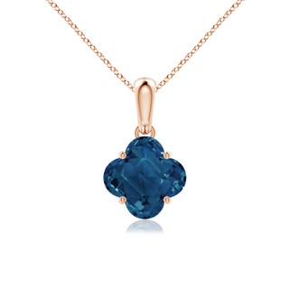 7mm AAAA Clover-Shaped London Blue Topaz Solitaire Pendant in Rose Gold