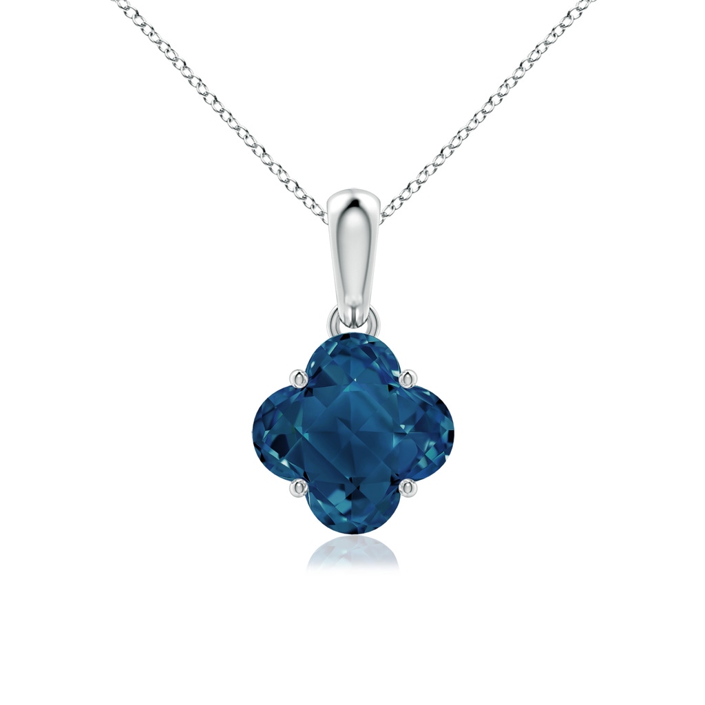 7mm AAAA Clover-Shaped London Blue Topaz Solitaire Pendant in White Gold