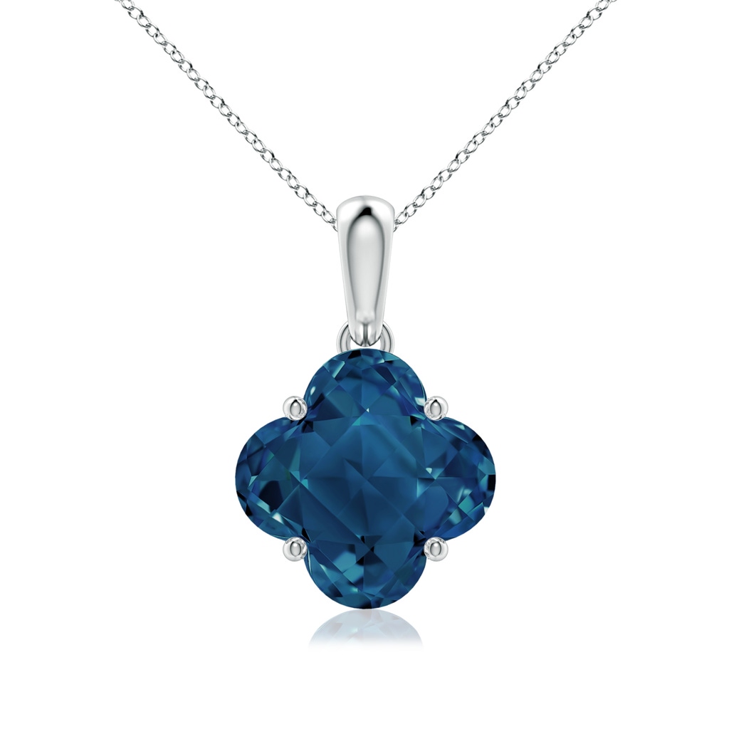 8mm AAAA Clover-Shaped London Blue Topaz Solitaire Pendant in White Gold