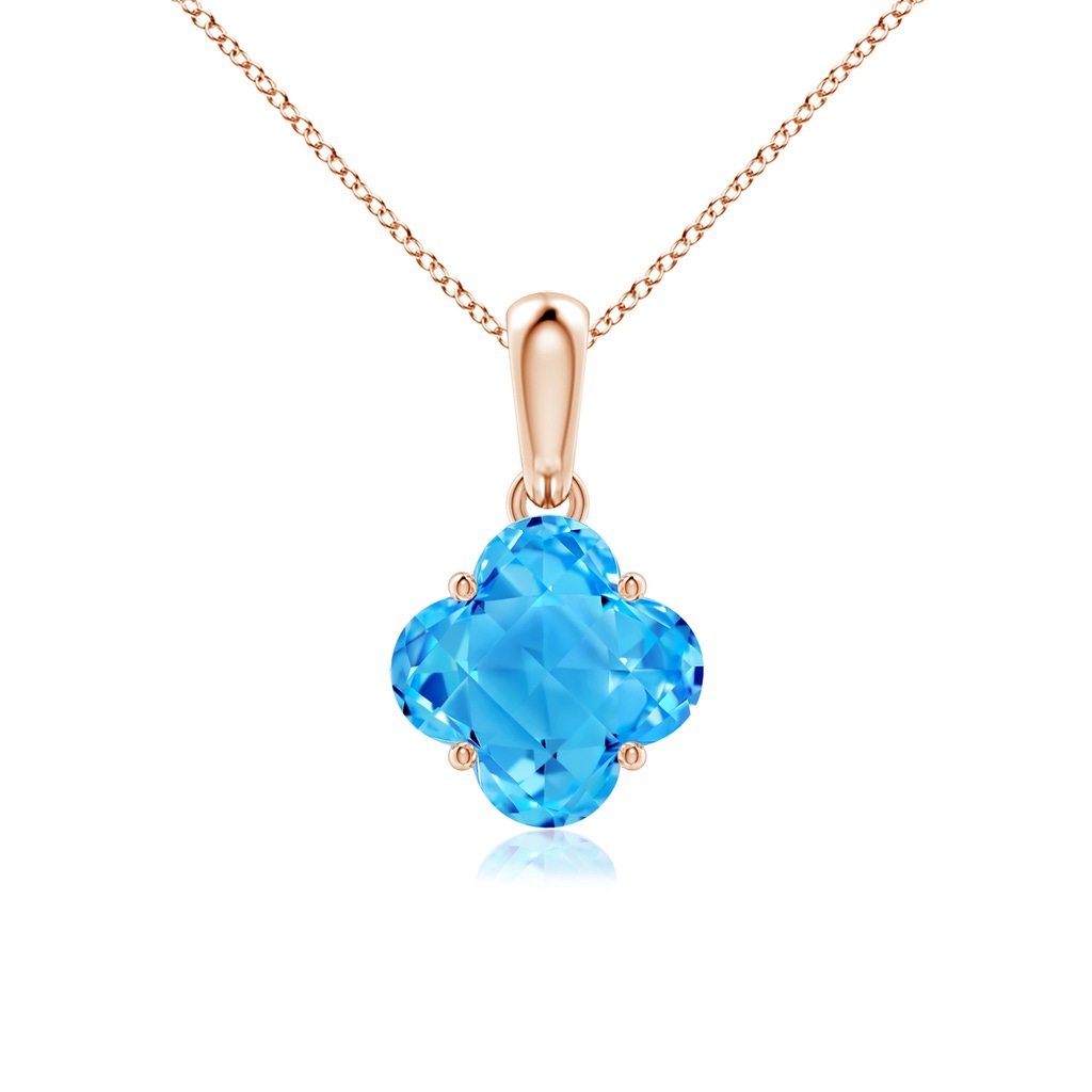 7mm AAAA Clover-Shaped Swiss Blue Topaz Solitaire Pendant in Rose Gold