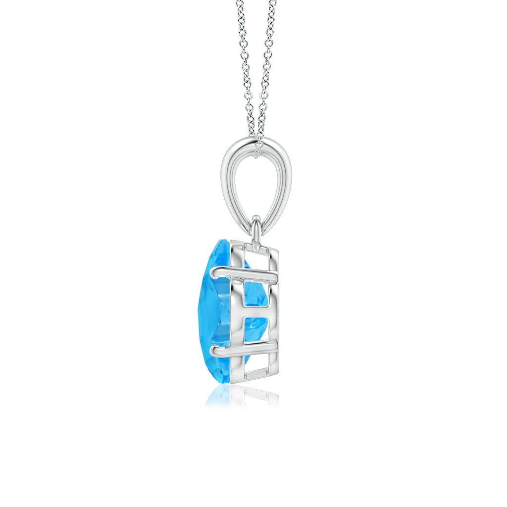 7mm AAAA Clover-Shaped Swiss Blue Topaz Solitaire Pendant in White Gold - side_1