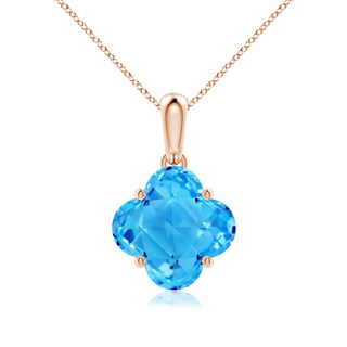 8mm AAAA Clover-Shaped Swiss Blue Topaz Solitaire Pendant in Rose Gold