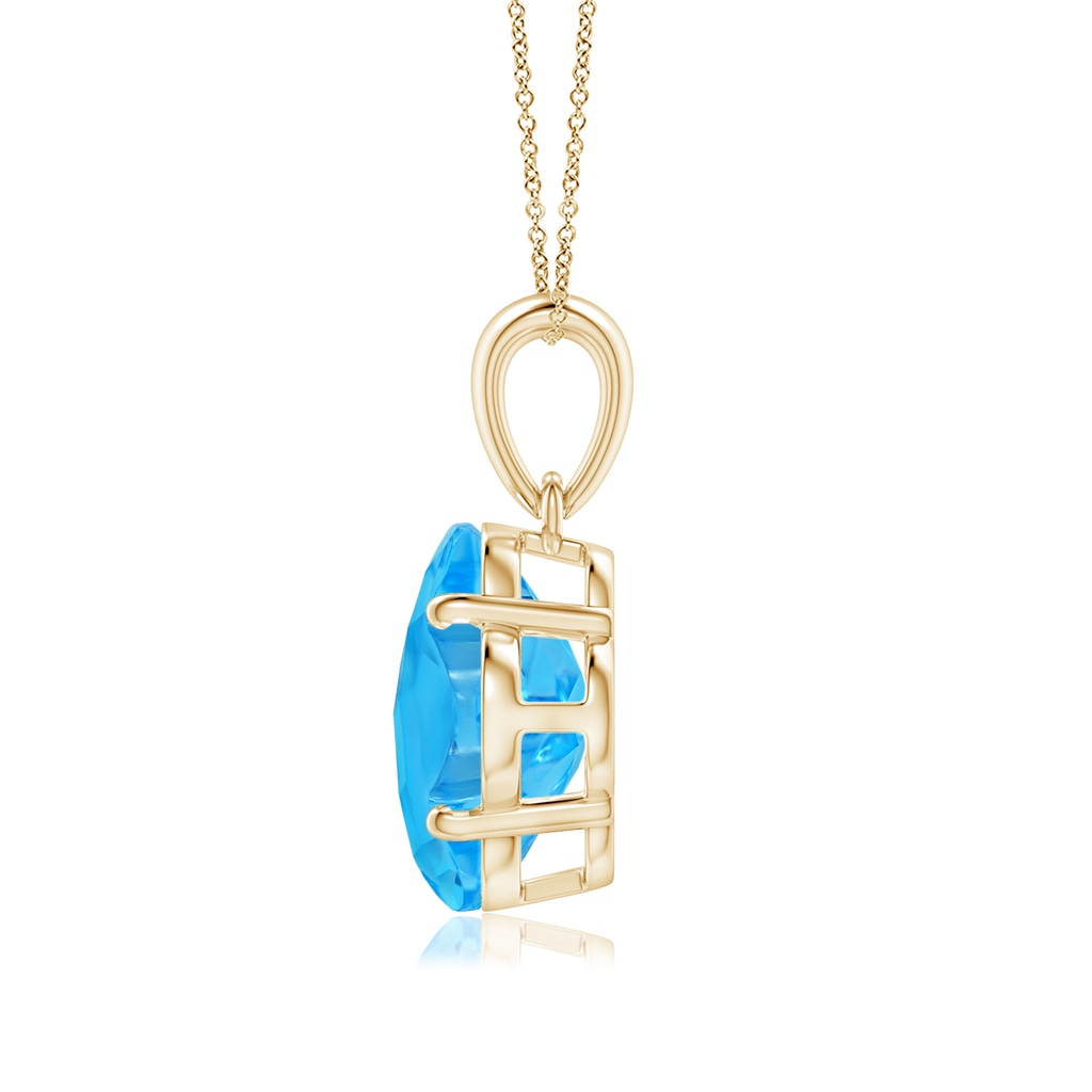 8mm AAAA Clover-Shaped Swiss Blue Topaz Solitaire Pendant in Yellow Gold - side_1