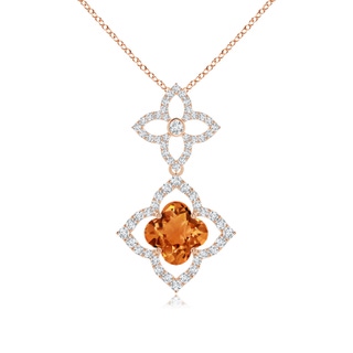 7mm AAAA Clover-Shaped Citrine Floral Halo Dangle Pendant in 10K Rose Gold
