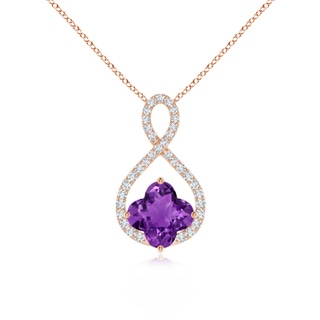 7mm AAAA Clover-Shaped Amethyst Infinity Pendant in Rose Gold