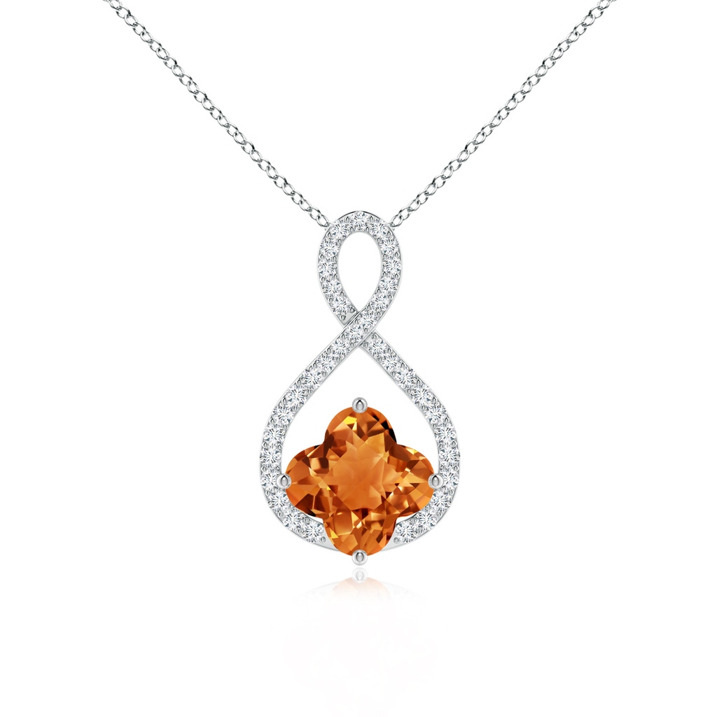 7mm AAAA Clover-Shaped Citrine Infinity Pendant in White Gold