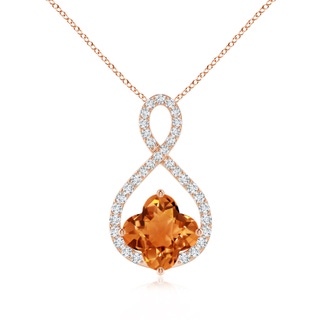 8mm AAAA Clover-Shaped Citrine Infinity Pendant in Rose Gold