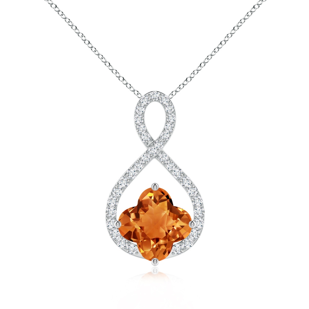 8mm AAAA Clover-Shaped Citrine Infinity Pendant in White Gold