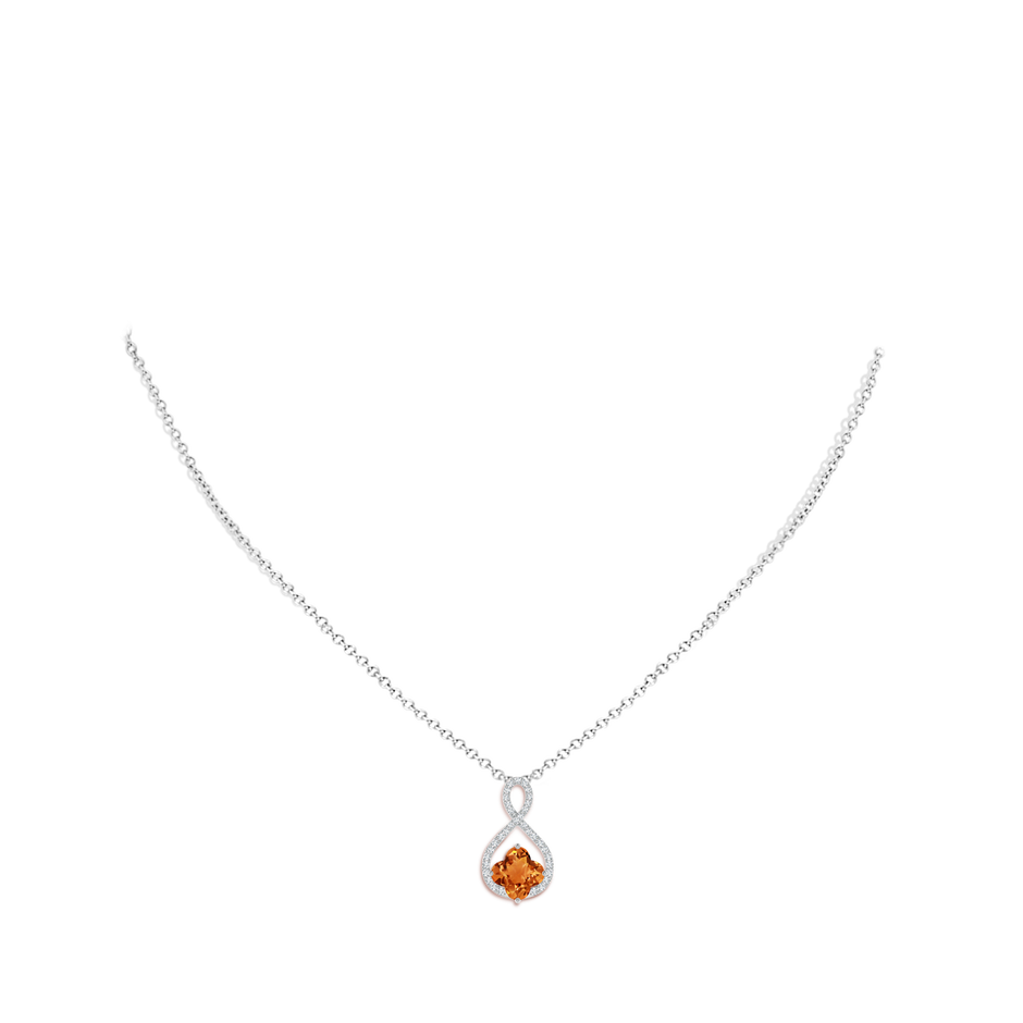 8mm AAAA Clover-Shaped Citrine Infinity Pendant in White Gold body-neck