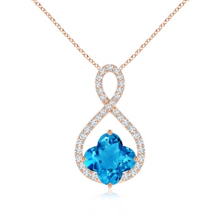 8mm AAAA Clover-Shaped Swiss Blue Topaz Infinity Pendant in Rose Gold