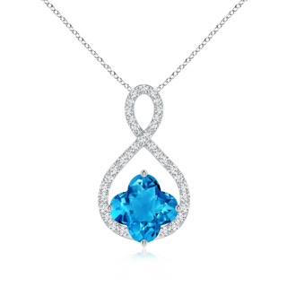 8mm AAAA Clover-Shaped Swiss Blue Topaz Infinity Pendant in White Gold