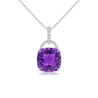 10mm AAAA Cushion Amethyst Pendant with Diamond Bale in P950 Platinum