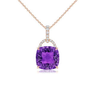10mm AAAA Cushion Amethyst Pendant with Diamond Bale in Rose Gold