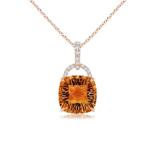 10mm AAAA Cushion Citrine Pendant with Diamond Bale in Rose Gold