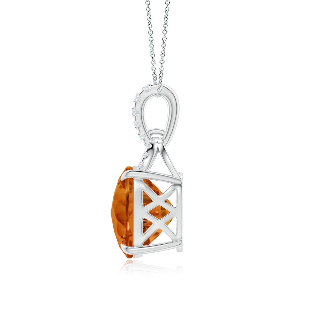 12mm AAAA Cushion Citrine Pendant with Diamond Bale in White Gold Side-1