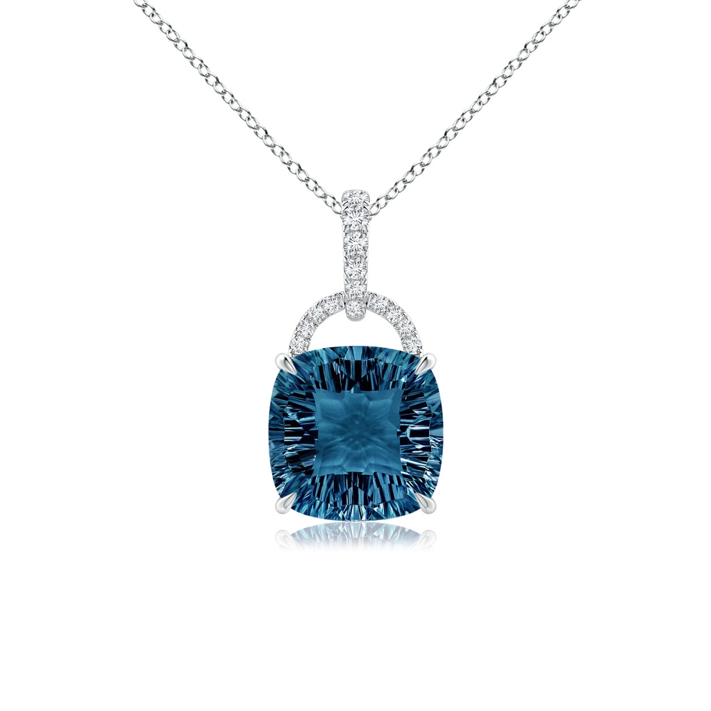 10mm AAAA Cushion London Blue Topaz Pendant with Diamond Bale in P950 Platinum