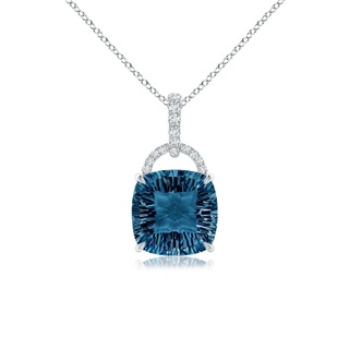 10mm AAAA Cushion London Blue Topaz Pendant with Diamond Bale in P950 Platinum