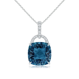 12mm AAAA Cushion London Blue Topaz Pendant with Diamond Bale in P950 Platinum