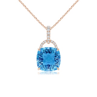 10mm AAAA Cushion Swiss Blue Topaz Pendant with Diamond Bale in Rose Gold