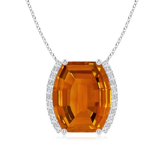12x10mm AAAA Barrel-Shaped Citrine and Diamond Bar Pendant in White Gold