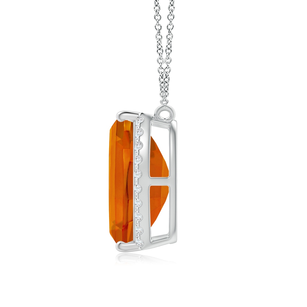 12x10mm AAAA Barrel-Shaped Citrine and Diamond Bar Pendant in White Gold Side-1
