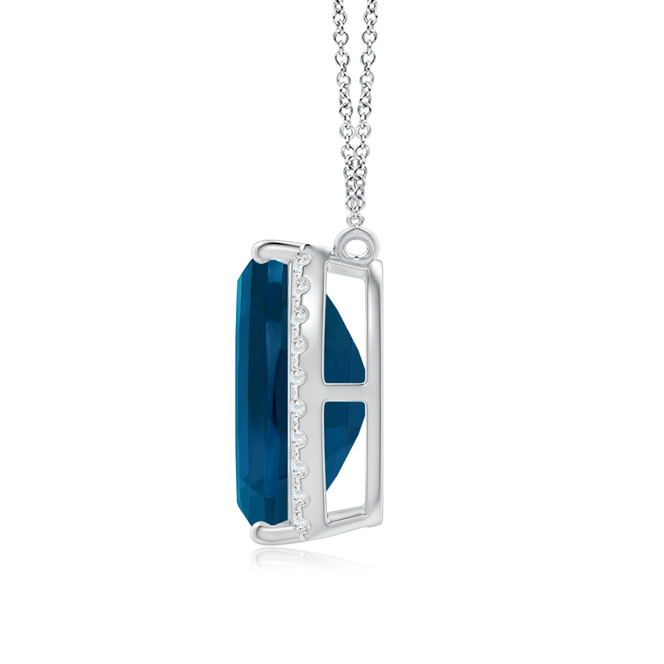 12x10mm AAAA Barrel-Shaped London Blue Topaz and Diamond Bar Pendant in White Gold side-1