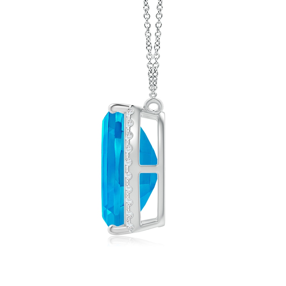 12x10mm AAAA Barrel-Shaped Swiss Blue Topaz and Diamond Bar Pendant in White Gold side-1