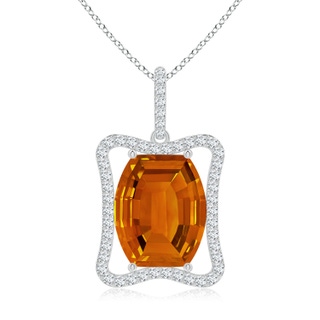 12x10mm AAAA Barrel-Shaped Citrine Pendant with Diamond Accents in P950 Platinum
