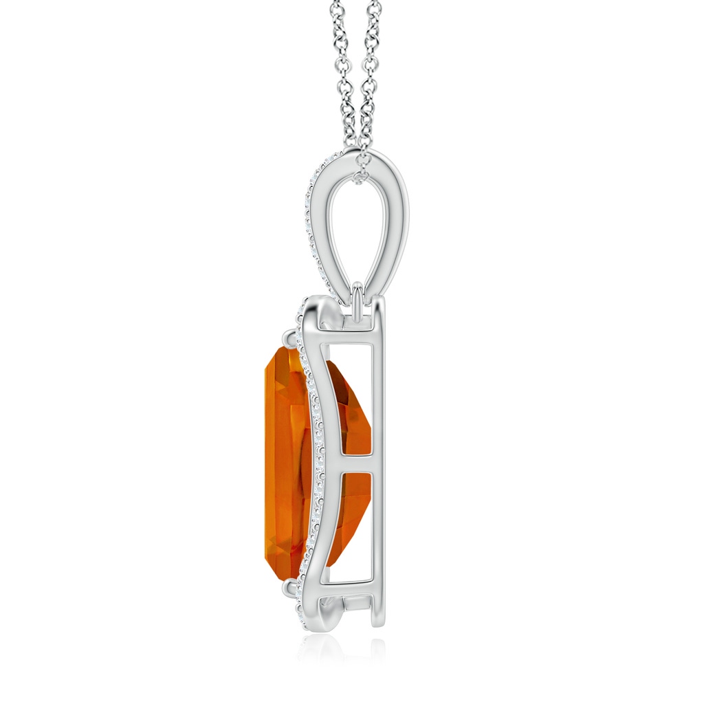 12x10mm AAAA Barrel-Shaped Citrine Pendant with Diamond Accents in White Gold Side-1