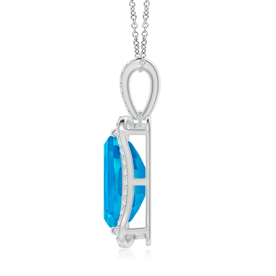 12x10mm AAAA Barrel-Shaped Swiss Blue Topaz Pendant with Diamond Accents in White Gold side-1