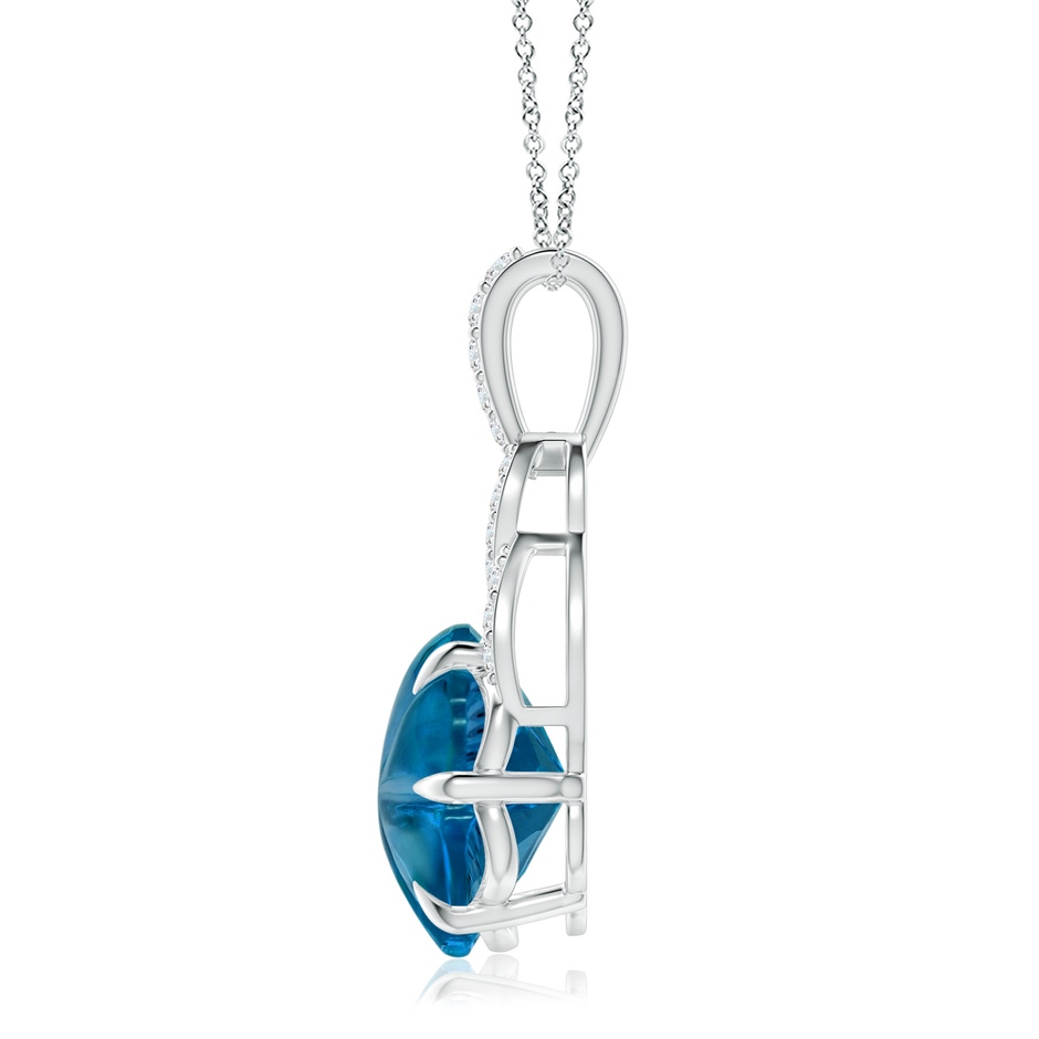 9mm AAAA Six-Petal London Blue Topaz Flower Pendant with Diamonds in White Gold side-1