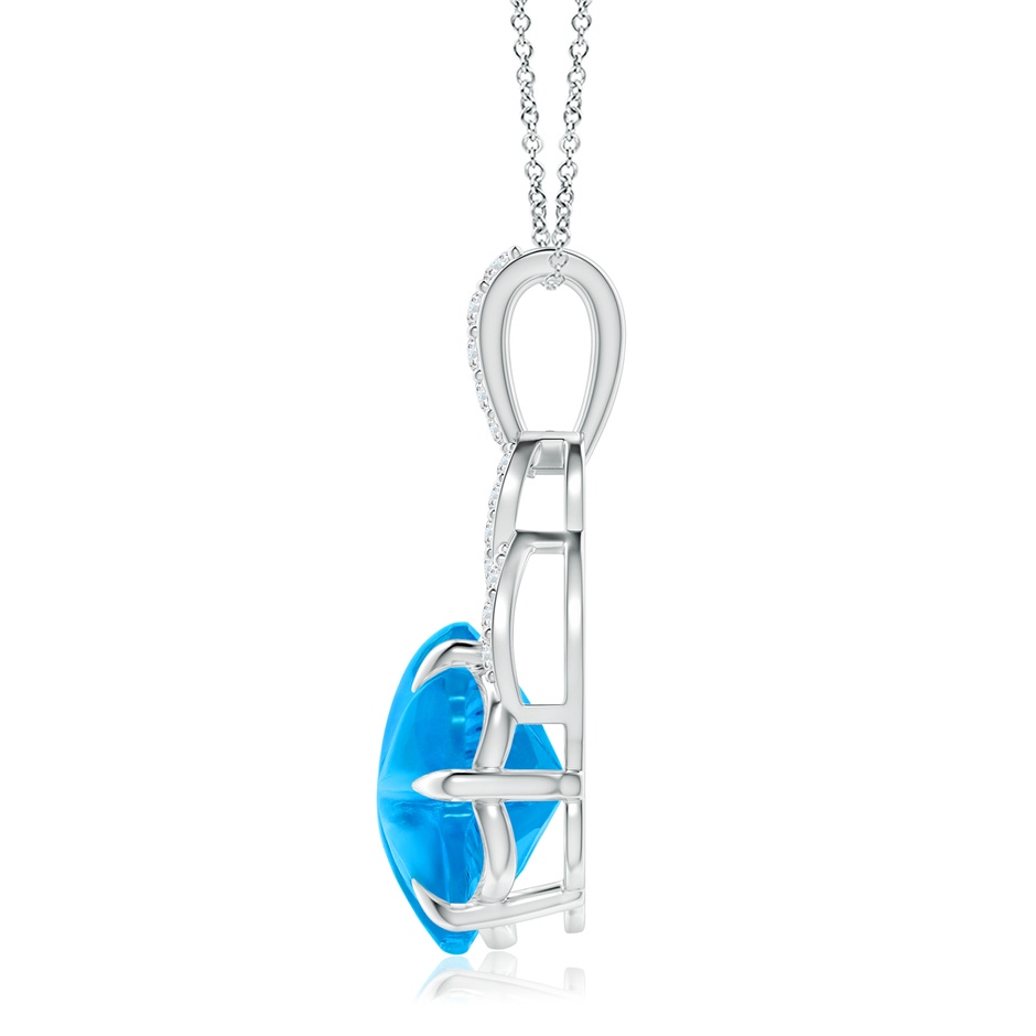 9mm AAAA Six-Petal Swiss Blue Topaz Flower Pendant with Diamonds in White Gold side-1