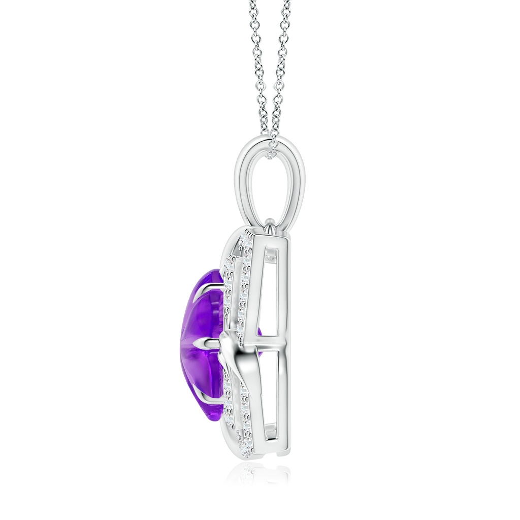 9mm AAAA Nature-Inspired Six-Petal Amethyst Flower Pendant in White Gold Side-1