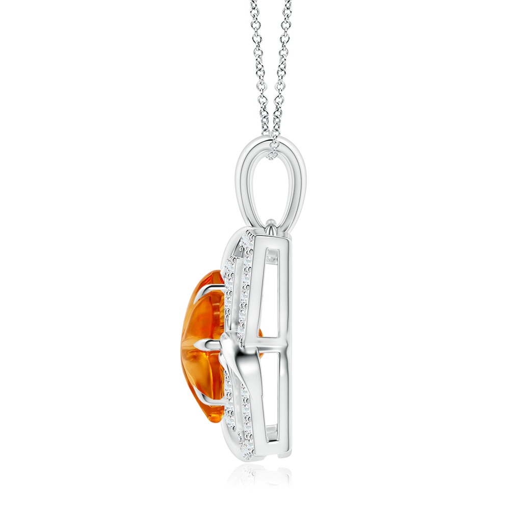 9mm AAAA Nature-Inspired Six-Petal Citrine Flower Pendant in White Gold Side-1