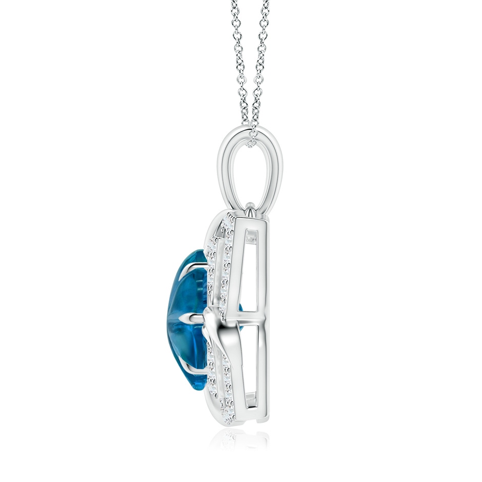 9mm AAAA Nature-Inspired Six-Petal London Blue Topaz Flower Pendant in White Gold side-1