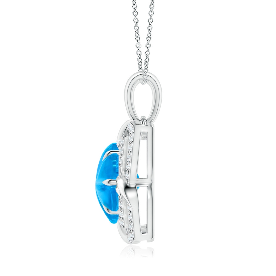 9mm AAAA Nature-Inspired Six-Petal Swiss Blue Topaz Flower Pendant in White Gold Side-1