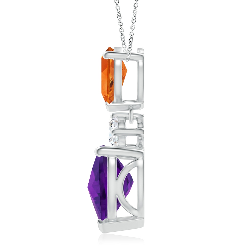 9mm AAAA Heart-Shaped Amethyst and Pear-Shaped Citrine Pendant in White Gold Side-1