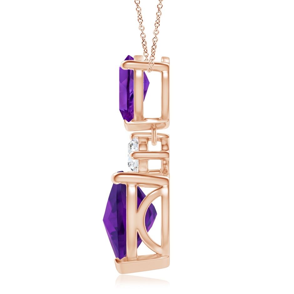 9mm AAAA Heart and Pear-Shaped Amethyst Pendant in Rose Gold side-1