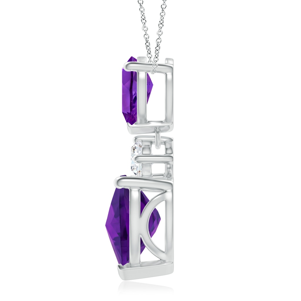 9mm AAAA Heart and Pear-Shaped Amethyst Pendant in White Gold Side-1